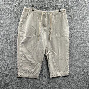 Westbound Womens Crop Pants 16‎ Tan 100% Cotton High Rise Zip Front Pockets